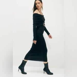 H&M studio 2023 off the shoulder jersey dress